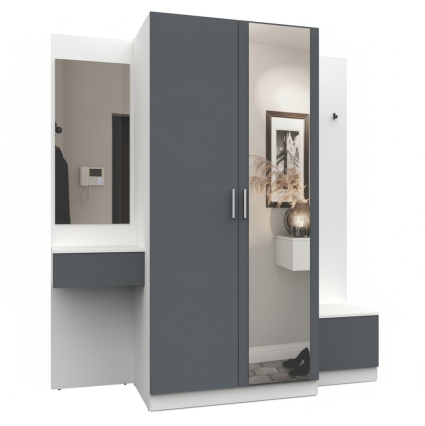 Набор мебели для прихожей "Марсель-163" МР 01-163 В2160 Ш2000 Г580 (ЛДСП Графит серый)